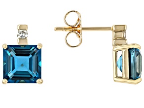London Blue Topaz 10k Yellow Gold Earrings 3.38Ctw
