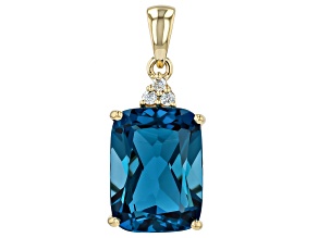London Blue Topaz 10K Yellow Gold Pendant 12.32ctw