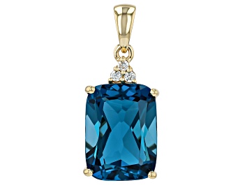 Picture of London Blue Topaz 10K Yellow Gold Pendant 12.32ctw