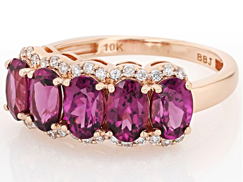 Grape Color Garnet 10k Rose Gold Ring 2.72ctw