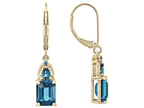 London Blue Topaz 10K Yellow Gold Dangle Earrings 2.03ctw