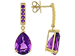 Purple Canela Amethyst 10K Yellow Gold Dangle Earrings 8.09ctw