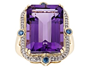 Purple Canela Amethyst 10K Yellow Gold Ring 13.60ctw