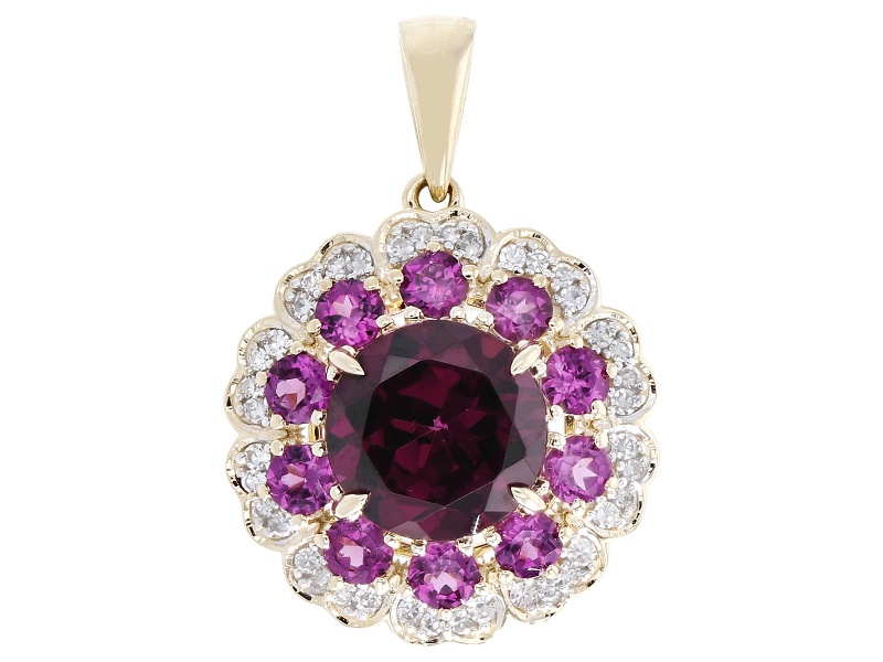 Grape Color Garnet 10K Yellow Gold Enhancer Pendant 2.62ctw