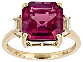 Blue Lab Created Alexandrite 10K Yellow Gold Ring 5.04ctw