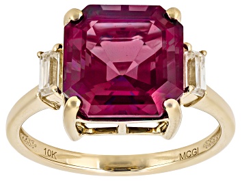 Picture of Blue Lab Created Alexandrite 10K Yellow Gold Ring 5.04ctw