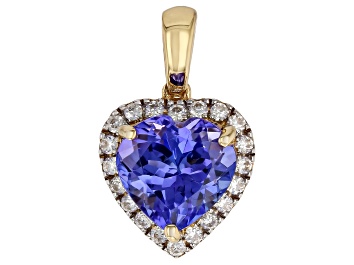 Picture of Blue Tanzanite 14K Yellow Gold Heart Pendant 2.47ctw