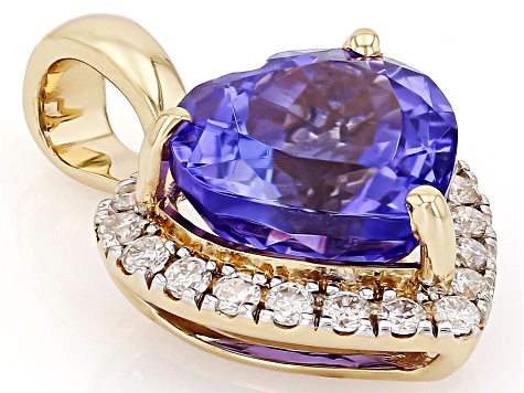 Blue Tanzanite 14K Yellow Gold Heart Pendant 2.47ctw