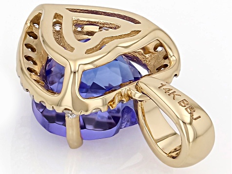 Blue Tanzanite 14K Yellow Gold Heart Pendant 2.47ctw
