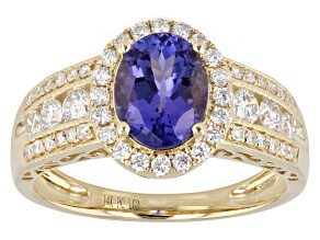 Tanzanite with Lab Grown Diamond E-F VS 14k Yellow Gold Ring 2.00ctw