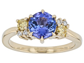 Blue Tanzanite  6K Yellow Gold Ring 1.45ctw