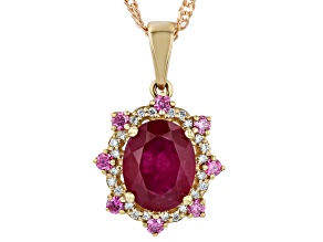Red Mahaleo(R) Ruby 6k Yellow Gold Pendant with Chain 3.48ctw