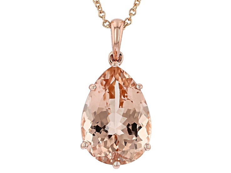 Peach Morganite 14K Rose Gold Pendant With Chain 3.40ct