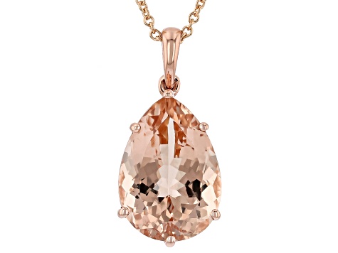 Peach Morganite 14K Rose Gold Pendant With Chain 3.40ct