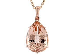 Peach Morganite 14K Rose Gold Pendant With Chain 3.40ct