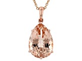 Peach Morganite 14K Rose Gold Pendant With Chain 3.40ct