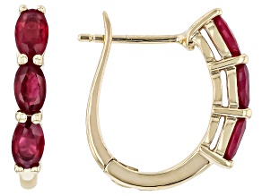 Red Mahaleo(R) Ruby 6K Yellow Gold Hoop Earrings 1.73ctw
