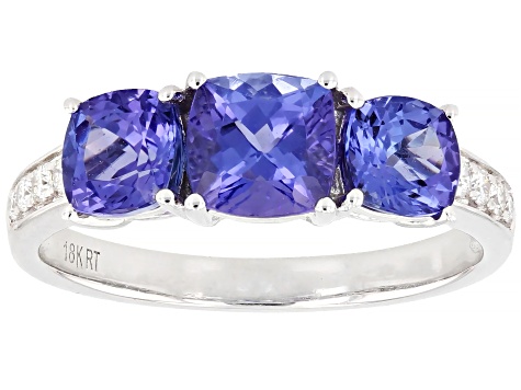 Tanzanite With White Diamond 18k White Gold Halo Ring 2.35ctw