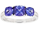 Tanzanite With White Diamond 18k White Gold Halo Ring 2.35ctw