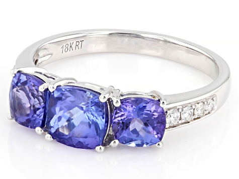 Tanzanite With White Diamond 18k White Gold Halo Ring 2.35ctw