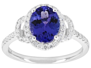 Tanzanite With White Diamond 18k White Gold Halo Ring 2.00ctw