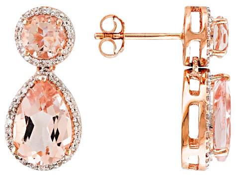 Morganite And Diamond 14kt Rose Gold Earrings Cgw032 Jtv Morganite And Diamond 14kt Rose Gold Earrings