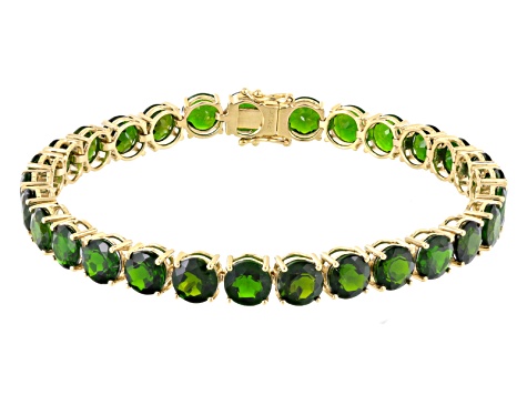 14K Yellow Gold Gemstone Anklet With A Green Amethyst Drop 9.5 Inches