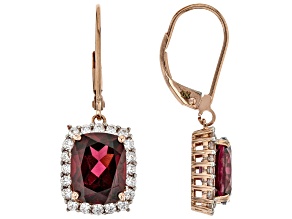 Grape Color Garnet 14k Rose Gold Earrings 6.17ctw