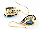 London Blue Topaz 14k Yellow Gold Earrings 10.30ctw.