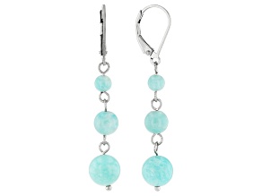 Blue Amazonite Rhodium Over Sterling Silver Earrings