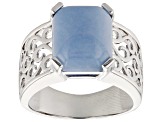 Blue Angelite Rhodium Over Sterling Silver Ring