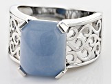 Blue Angelite Rhodium Over Sterling Silver Ring