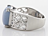 Blue Angelite Rhodium Over Sterling Silver Ring