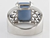 Blue Angelite Rhodium Over Sterling Silver Ring