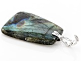 Gray Labradorite Rhodium Over Sterling Silver Enhancer Pendant