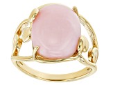 Pink Opal 18k Yellow Gold Over Sterling Silver Solitaire Ring 14x11mm