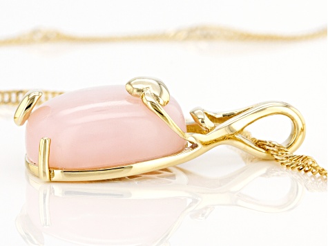 Pink Opal 18k Yellow Gold Over Sterling Silver Solitaire Pendant With Chain 14x11mm
