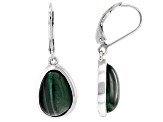 Malachite Rhodium Over Sterling Silver Dangle Earrings