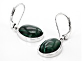 Malachite Rhodium Over Sterling Silver Dangle Earrings