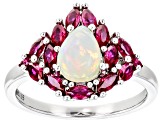 Multicolor Ethiopian Opal Rhodium Over Sterling Silver Ring 1.63ctw
