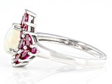 Multicolor Ethiopian Opal Rhodium Over Sterling Silver Ring 1.63ctw