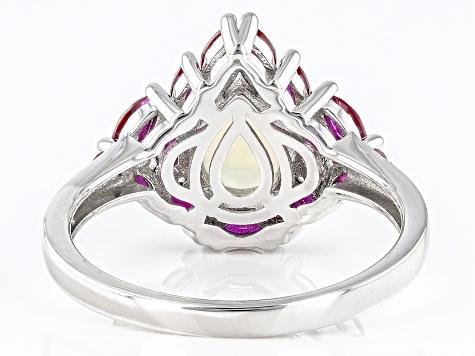Multicolor Ethiopian Opal Rhodium Over Sterling Silver Ring 1.63ctw