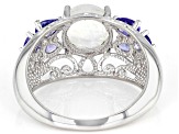 Rainbow Moonstone Rhodium Over Sterling Silver Ring 0.83ctw