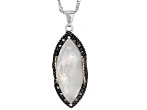 Multicolor Rainbow Moonstone Rhodium Over Sterling Silver Pendant With Chain 6.13ctw