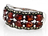 Red Garnet Rhodium Over Sterling Silver Band Ring 3.49ctw