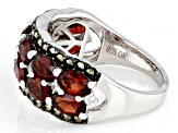Red Garnet Rhodium Over Sterling Silver Band Ring 3.49ctw