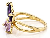 Purple Amethyst 18k Yellow Gold Over Sterling Silver Butterfly Ring 2.26ctw