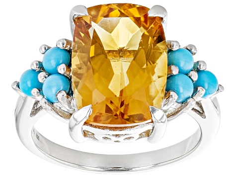Yellow Citrine Rhodium Over Sterling Silver Ring 5.00ct