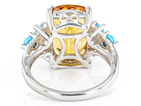 Yellow Citrine Rhodium Over Sterling Silver Ring 5.00ct