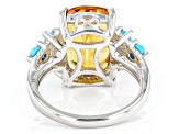 Yellow Citrine Rhodium Over Sterling Silver Ring 5.00ct